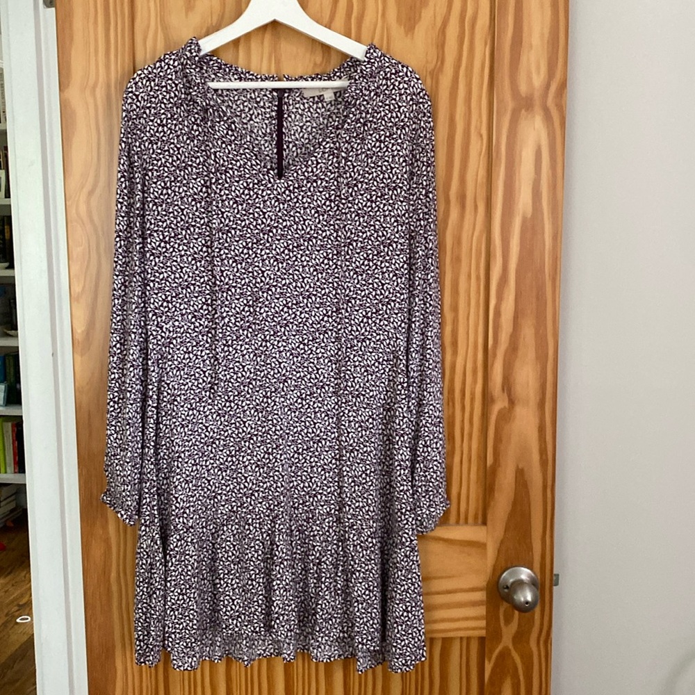 Ann Taylor LOFT, Fit and Flare Dress Size 10, Burgundy Floral
